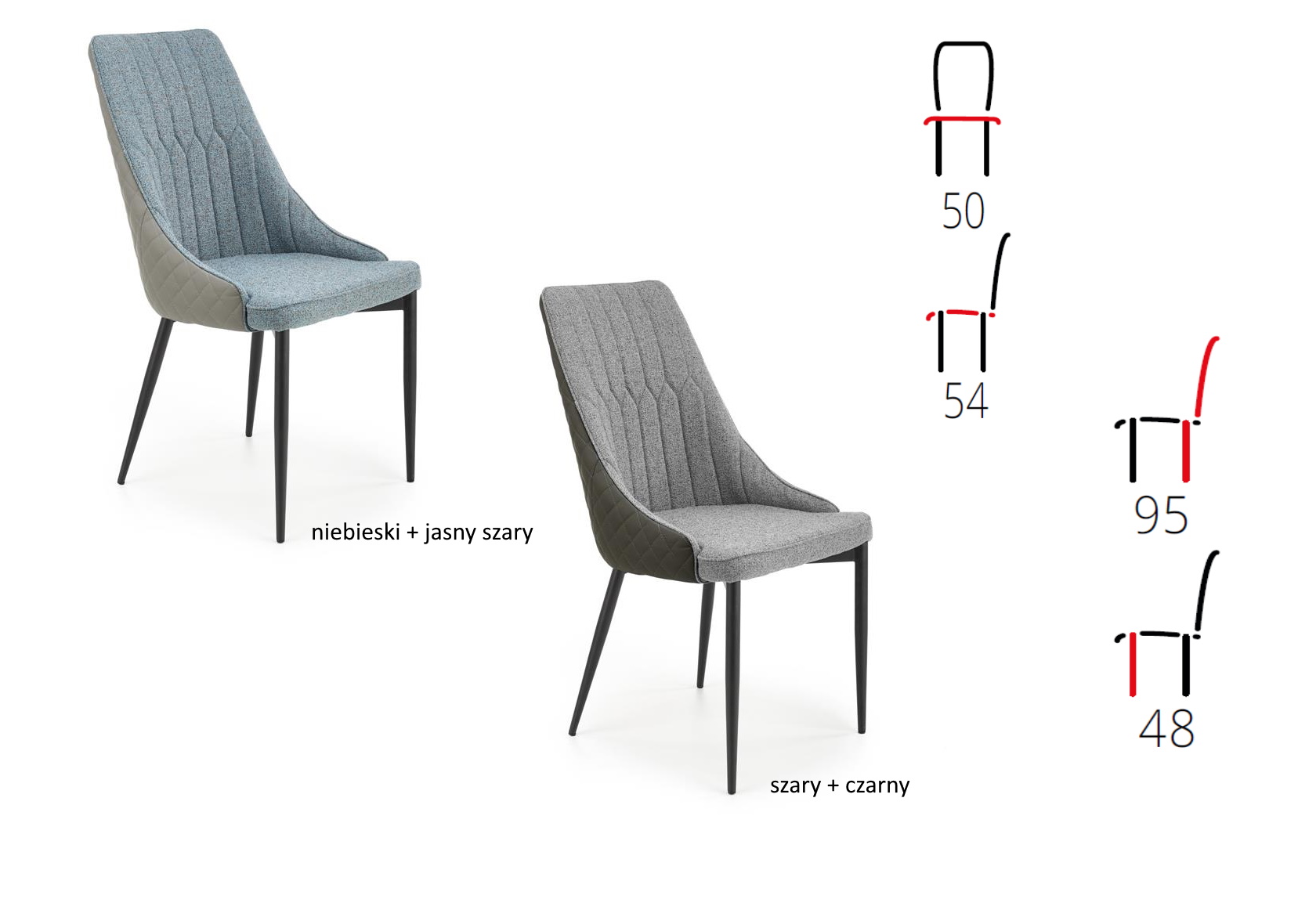 krzesło-do-salonu-jadalni-nowoczesne krzesło duo-wymiary